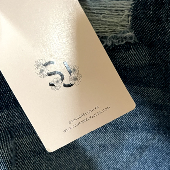 Sincerely Jules NEW Shorts Denim Jean Distressed Super HIgh Rise Wedge 25/1 - Picture 8 of 13